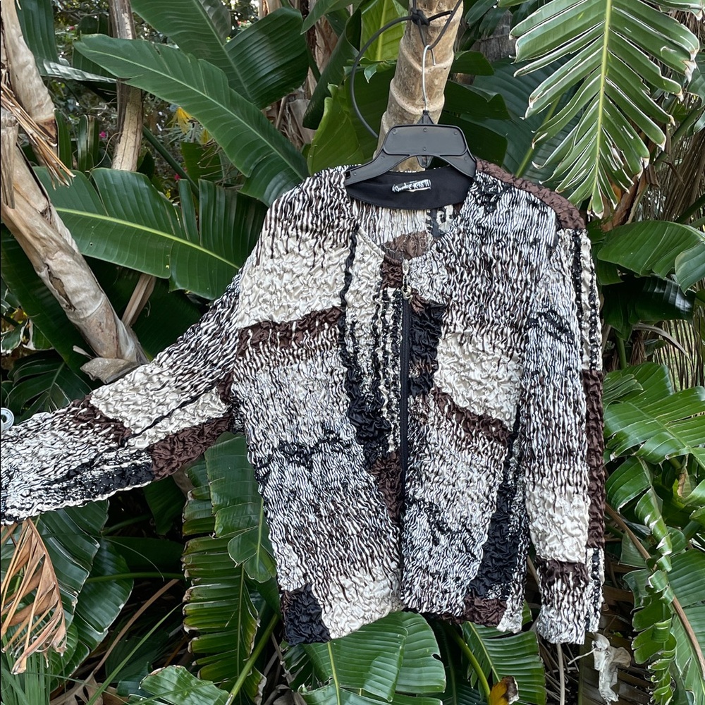 Joseph Ribkoff animal print style zip front jacket
